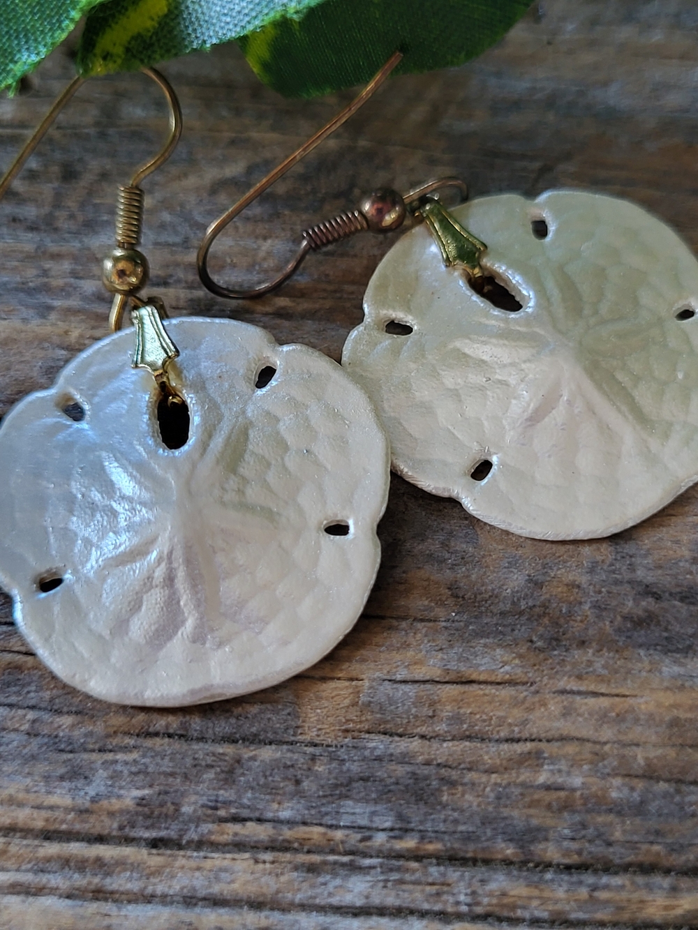 Handcrafted Cream Sand Dollar Drop Earrings